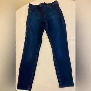 SPANX Denim Leggings Women’s Size L Dark Wash Skinny Jeggings Stretch Pull On